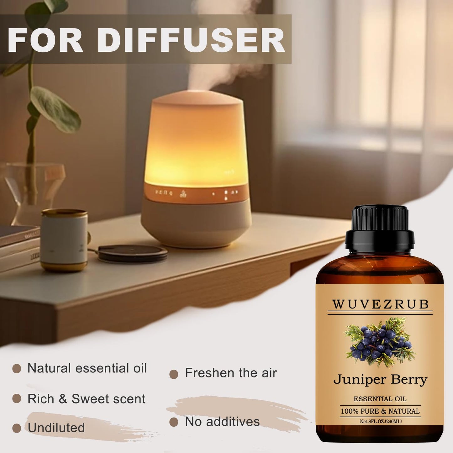 Juniper Berry Essential Oil 240ML – Organic 100% Pure & Natural for Aromatherapy Diffuser