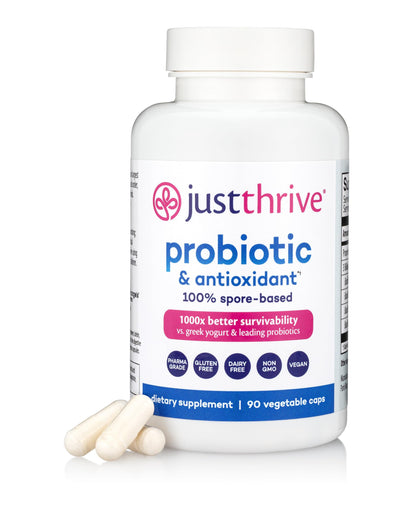 Just Thrive Probiotic & Antioxidant Supplement – 100% Spore-Based Digestive & Immune Support – Gluten Free, 90 Caps