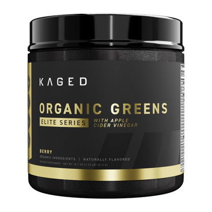 Kaged Organic Greens Elite Berry — Superfood Greens Powder with Apple Cider Vinegar, Adaptogens & Prebiotics | 30 Servings