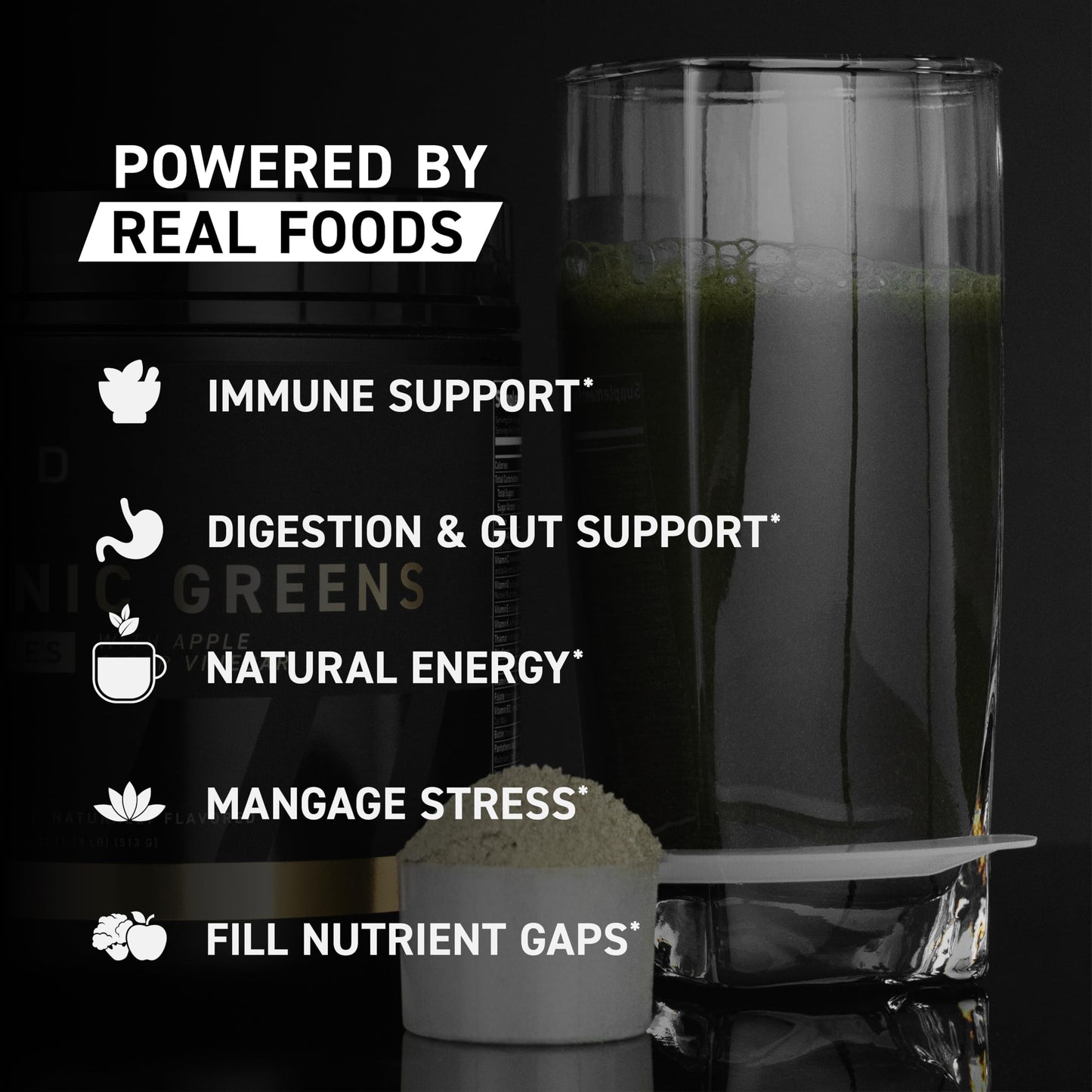 Kaged Organic Greens Elite Berry — Superfood Greens Powder with Apple Cider Vinegar, Adaptogens & Prebiotics | 30 Servings