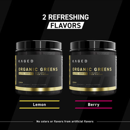 Kaged Organic Greens Elite Berry — Superfood Greens Powder with Apple Cider Vinegar, Adaptogens & Prebiotics | 30 Servings
