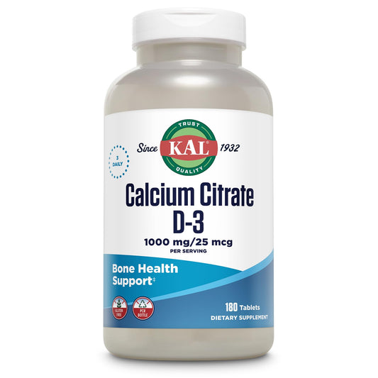 KAL Calcium Citrate with Vitamin D 1000 IU - 1000 mg, 180 Count
