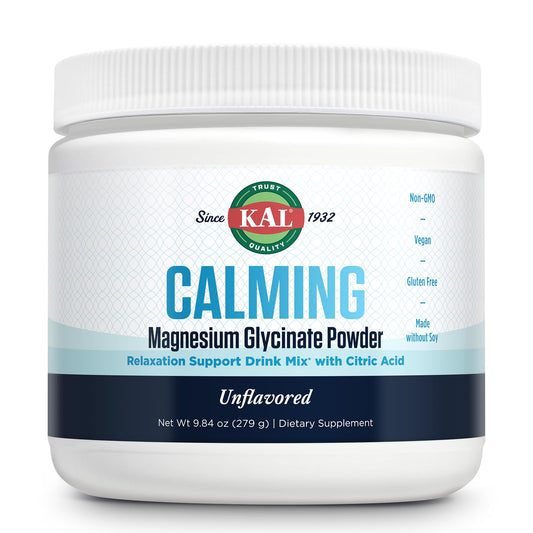 KAL Calming Magnesium Glycinate Powder – Citric Acid, Unflavored, 8.5 oz – Relaxation & Nerve Support