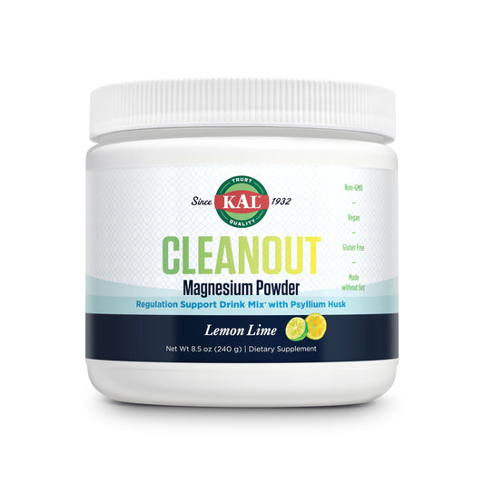 KAL Cleanout Magnesium Plus Psyllium Husk Powder – Lemon Lime | 40 Servings, 8.5 oz