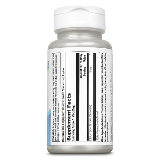 KAL Lithium Orotate 5mg | Mood Support & Bioavailability | Organic Rice Bran Base | 60 VegCaps