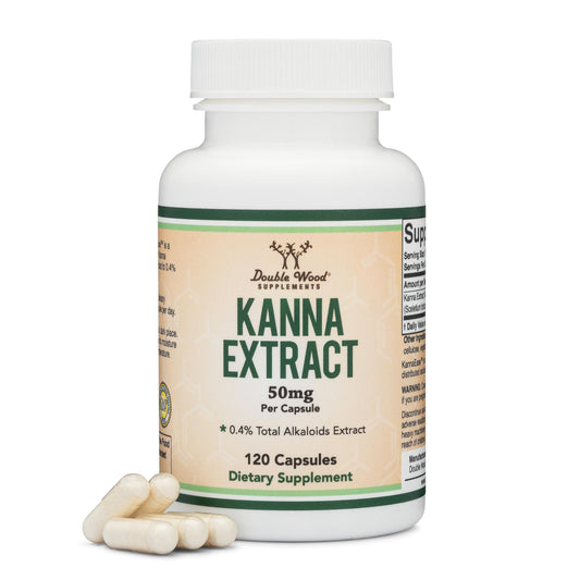 Kanna Extract Supplement 50mg (120 Capsules) - Relaxation & Peace of Mind | Non-GMO, Gluten Free, Vegan Safe | Double Wood