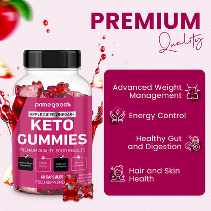 Keto ACV Gummies 1000mg – Apple Cider Vinegar with B6 & B12 for Weight Loss