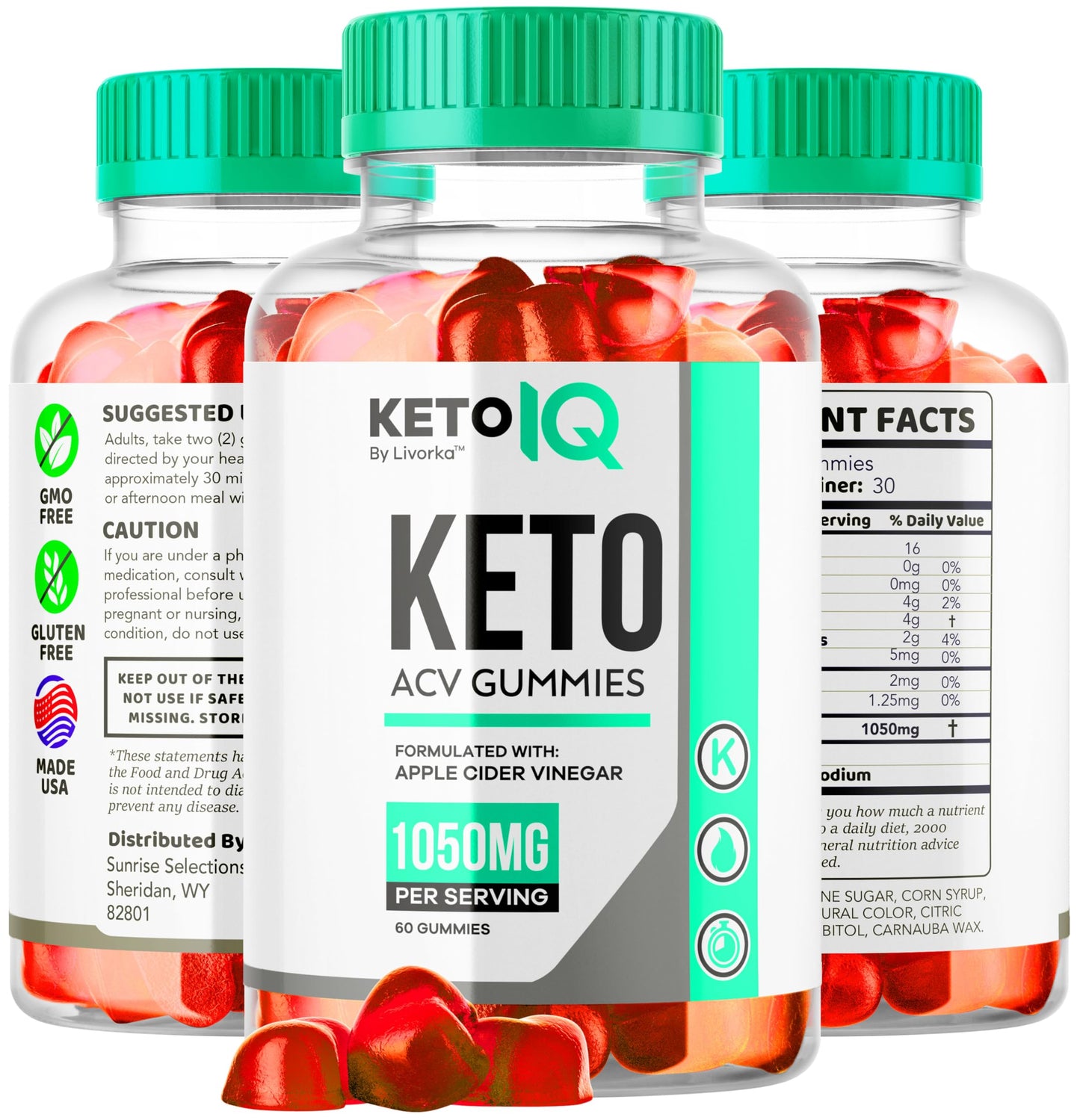 (3 Pack) Keto IQ ACV Gummies – Premium All-Natural Apple Cider Vinegar Formula, 180 Gummies