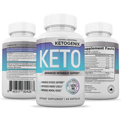 (2 Pack) Ketogenix Keto Pills 1275MG New & Improved Formula with Apple Cider Vinegar, Extra Virgin Olive Oil Powder, Green Tea – 120 Capsules