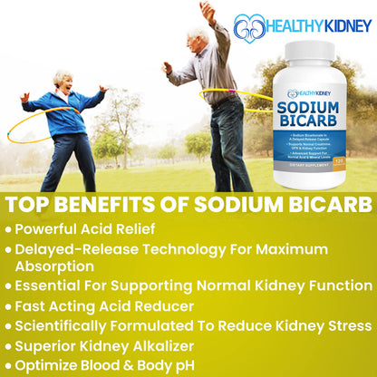 Kidney Restore Sodium Bicarbonate 650mg Delayed-Release Capsules | Kidney Support, Acid Relief, 2-Pack