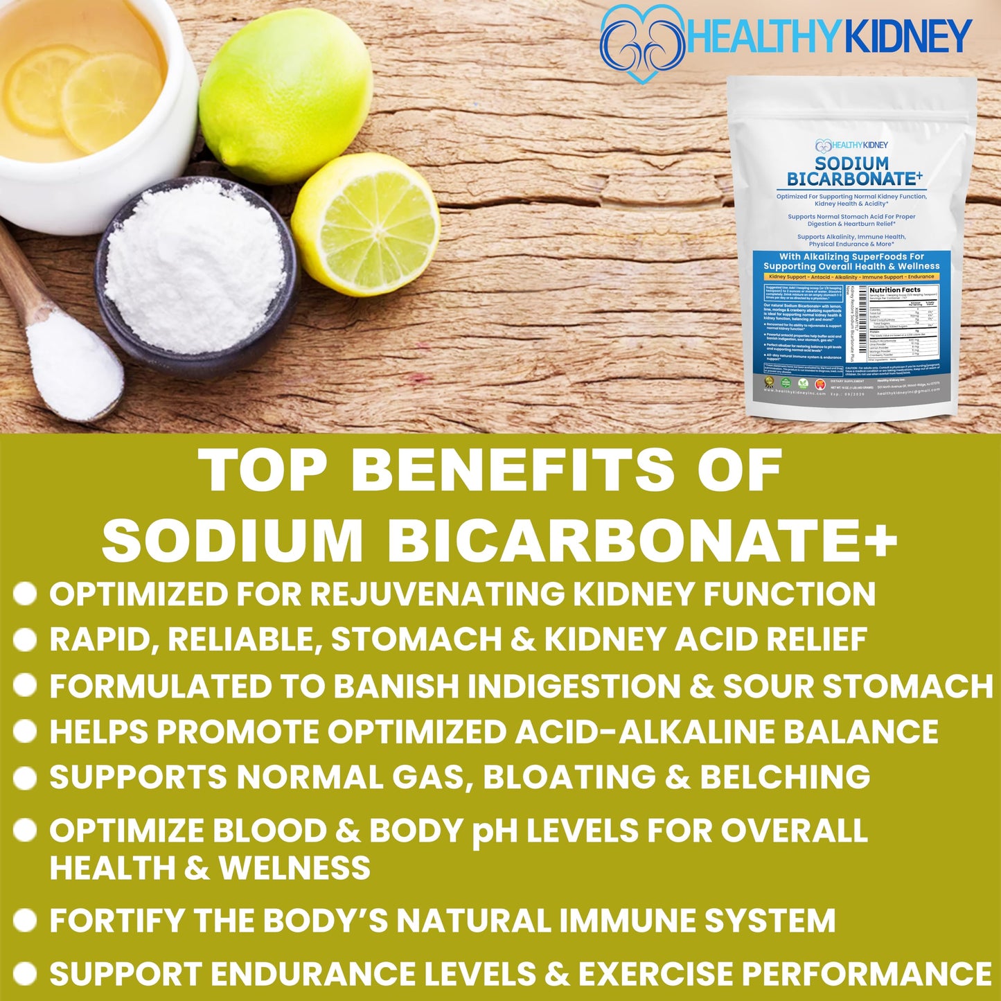 Kidney Restore Organic Sodium Bicarbonate Alkaline Supplement – Kidney Support & Stomach Neutralizer (1.5 lb)