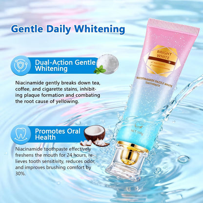 Niacinamide Whitening Toothpaste for Sensitive Teeth | Kimralur Triple Whitening | Fluoride-Free