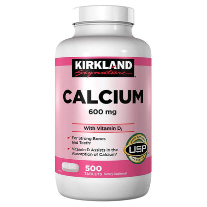 Kirkland Signature Calcium 600 mg with Vitamin D3 - 500 Tablets (2 Pack)