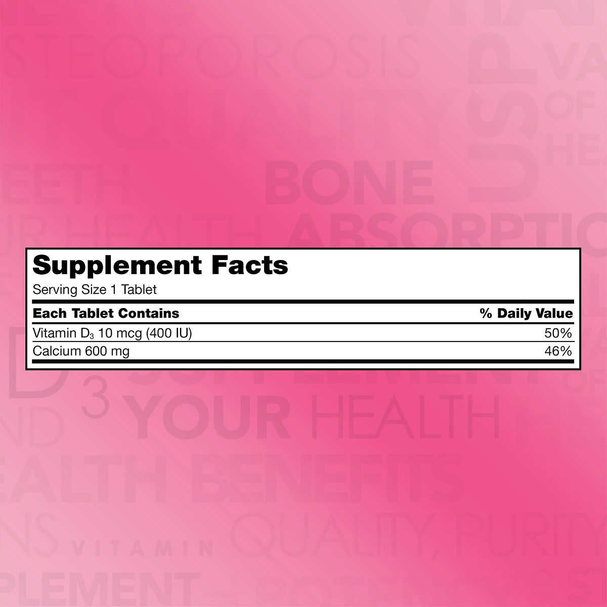 Kirkland Signature Calcium 600 mg with Vitamin D3 - 500 Tablets (2 Pack)