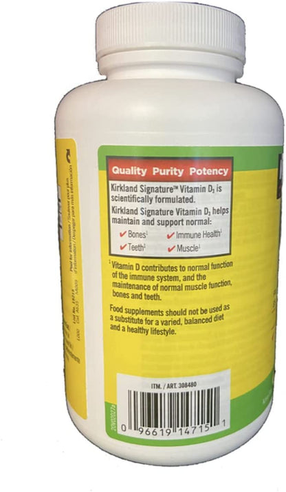 Kirkland Maximum Strength Vitamin D3 600 Softgels (Pack of 2) - 2000 IU