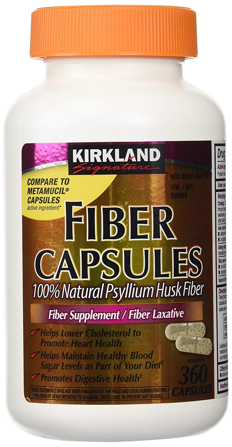 Kirkland Fiber Capsules Therapy for Regularity - 360 Capsules | Compare to Metamucil