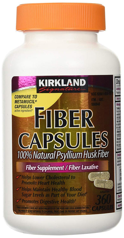 Kirkland Fiber Capsules Therapy for Regularity - 360 Capsules | Compare to Metamucil