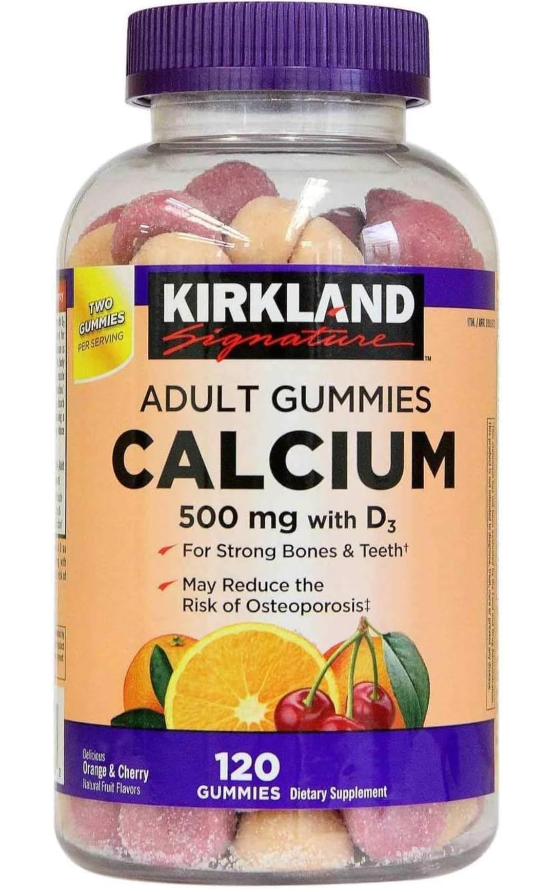 Kirkland Signature Chewable Calcium + Vitamin D3 Gummies, 120 ct Bottle