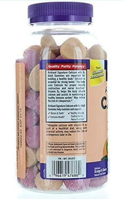 Kirkland Signature Chewable Calcium + Vitamin D3 Gummies, 120 ct Bottle