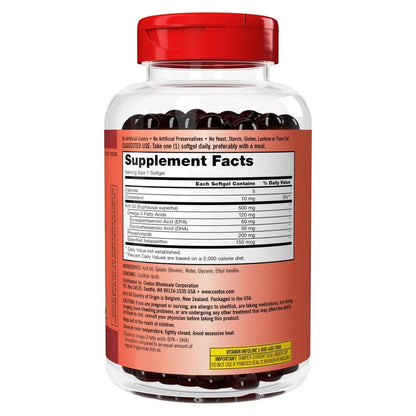 Kirkland Signature Krill Oil 500mg - 180 Softgels | Omega-3 & Astaxanthin
