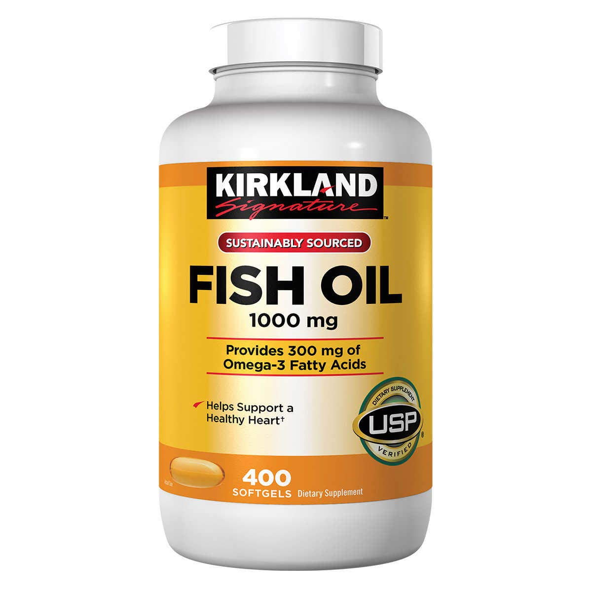 Kirkland Signature Natural Fish Oil 1000 mg | 300 mg Omega-3 | 800 Softgels Pack of 2