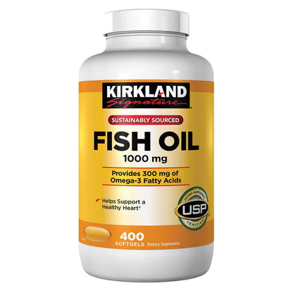 Kirkland Signature Natural Fish Oil 1000 mg | 300 mg Omega-3 | 800 Softgels Pack of 2
