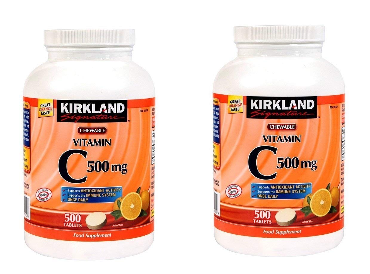 Kirkland Vitamin C 500 mg Chewable Tablets - Tangy Orange, Pack of 2 (500 Count)
