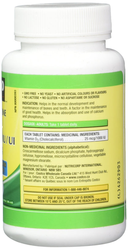 Kirkland Signature Vitamin D3 1000 IU, 360 Tablets