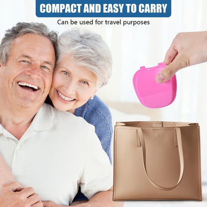 KISEER 2 Pack Denture Bath Case – Blue & Pink Travel Storage with Strainer Basket