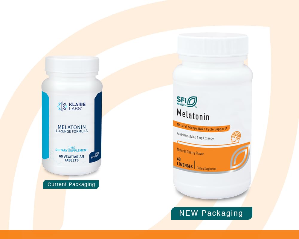 Klaire Labs SFI Health Melatonin Lozenge 1 mg – Fast-Dissolving, Cherry Flavor, 60 Tablets