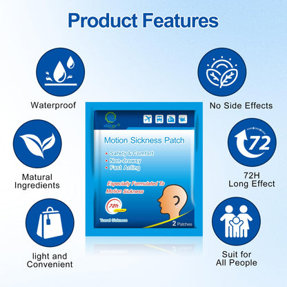 KONGDY 60-Count Motion Sickness Patches Behind Ear | Waterproof, Non-Drowsy for Kids & Adults