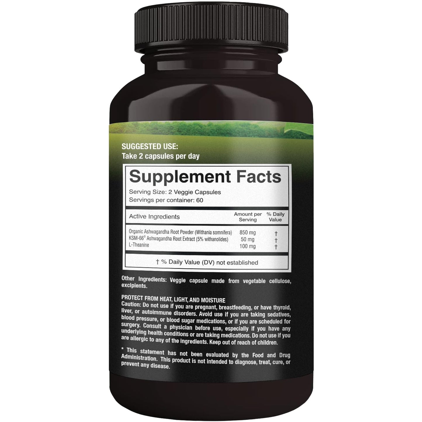 SUPREME HERBALS Organic Ashwagandha Capsules 500 mg with KSM-66® & L-Theanine – 120 Veggie Capsules