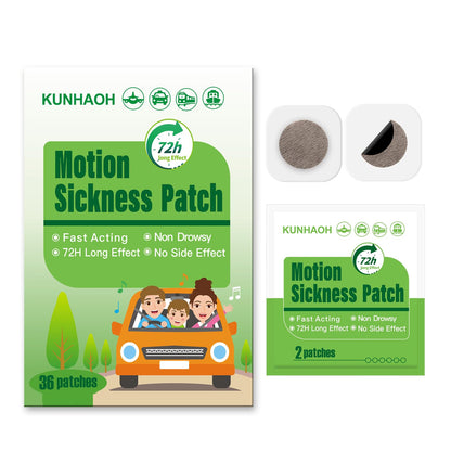 KUNHAOH 36 Count Motion Sickness Patch - 72-Hour Waterproof, Non-Drowsy Travel Patches