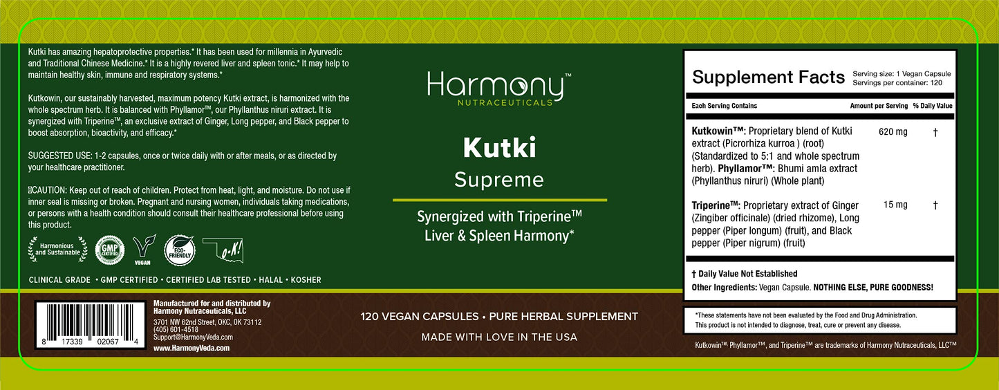 Kutki Supreme - Ayurvedic Liver & Immune Support, 120 Vegan Capsules
