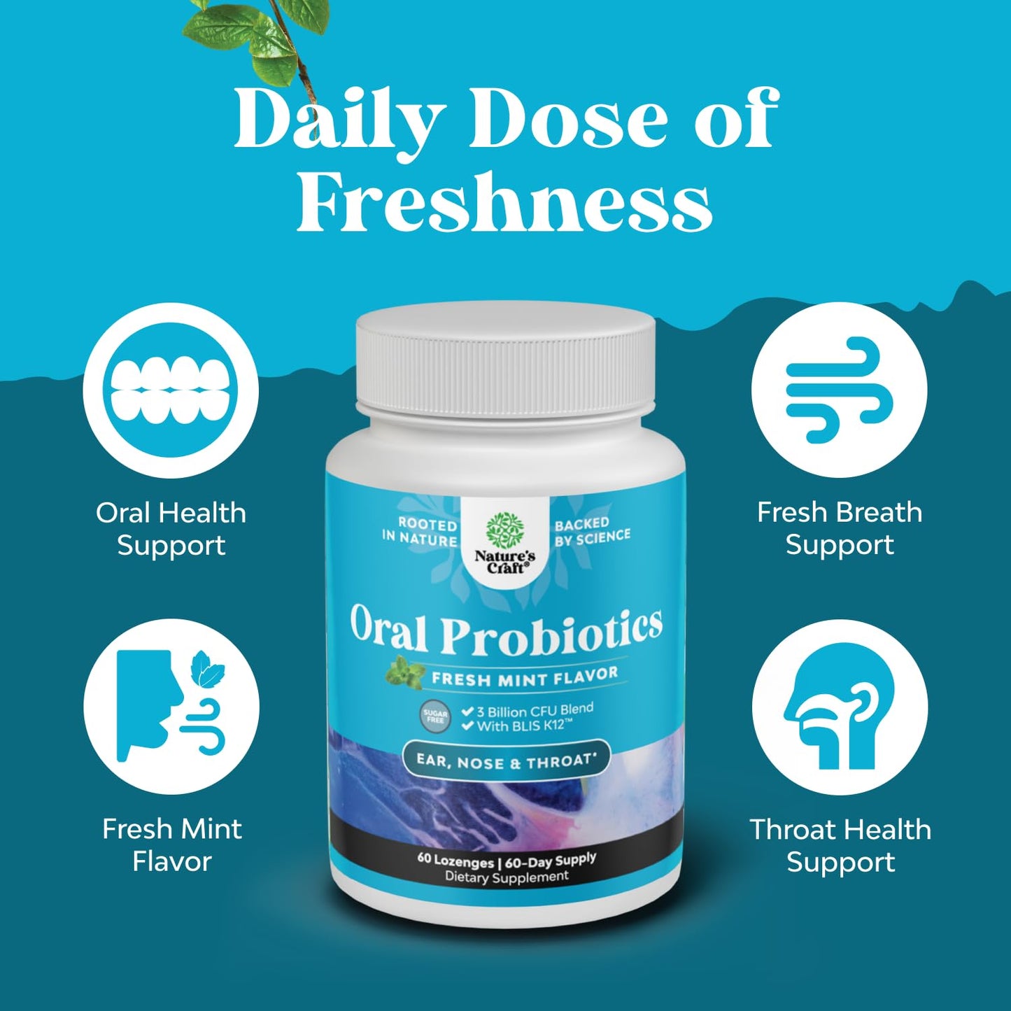 Oral Probiotics for Teeth & Gums – BLIS K12 Minty Fresh 3B CFU (3 Pack)