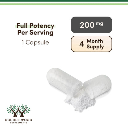 L-Theanine 200mg Double Strength – 120 Caps – Sleep & Relaxation | Gluten Free, Vegan | Double Wood