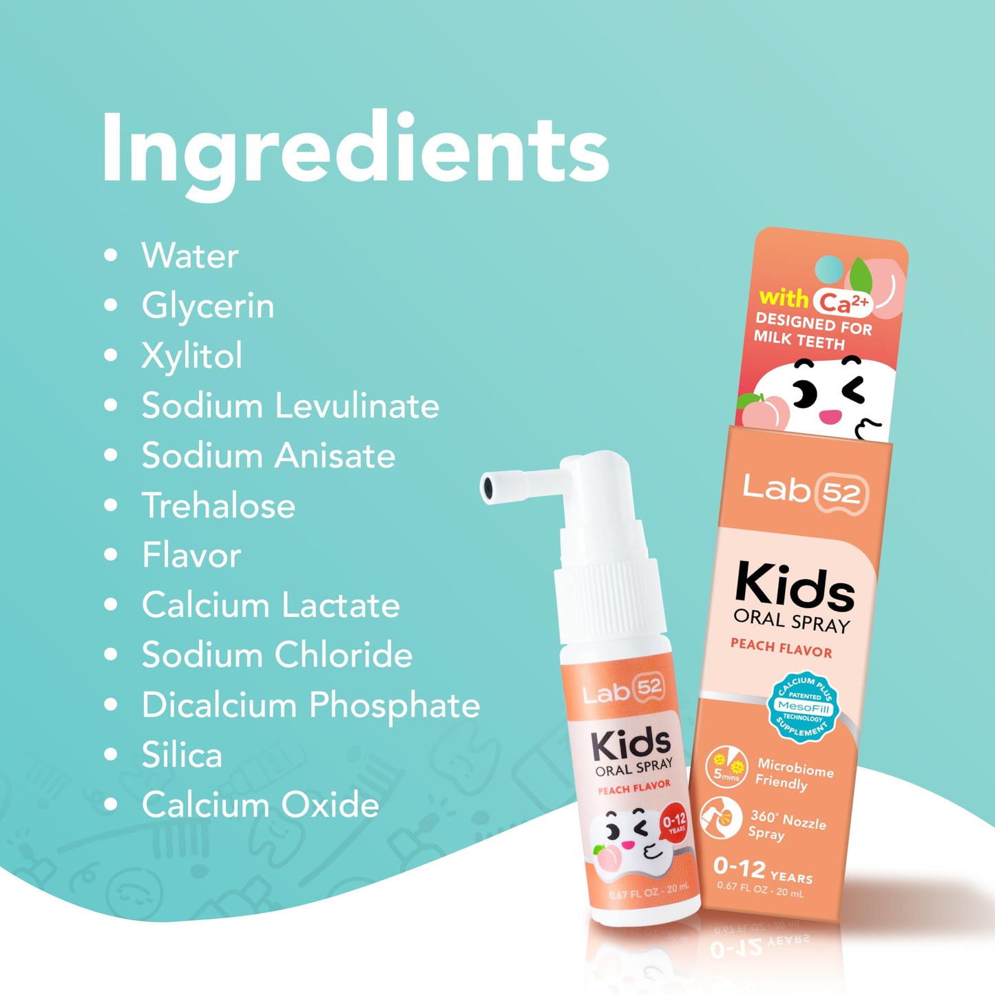 LAB52 Kids Oral Spray – Fluoride Free Xylitol Strawberry Flavor for Newborn to Preschoolers | Daily Oral Care & Fresh Breath