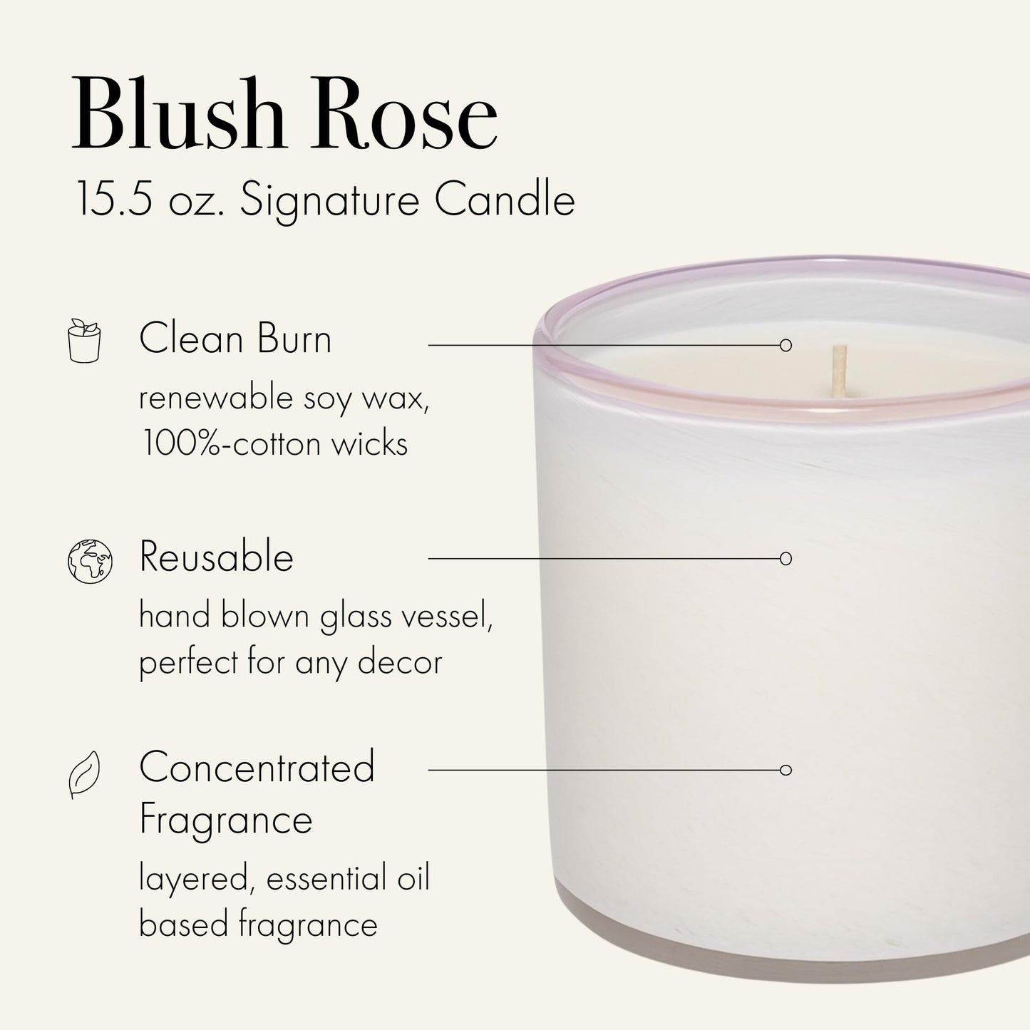 LAFCO New York Signature Candle – Blush Rose (15.5 oz, 90-Hour Burn Time)