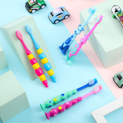Lauwell Toddler Toothbrush Pack – 36 Soft Bristle Animal Brushes with Covers & Suction Cup