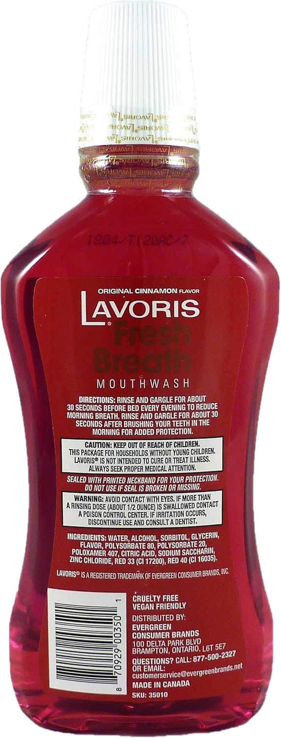 Lavoris Mouthwash Original Cinnamon 15 fl oz / 444 ml (Pack of 2) – Fresh Breath