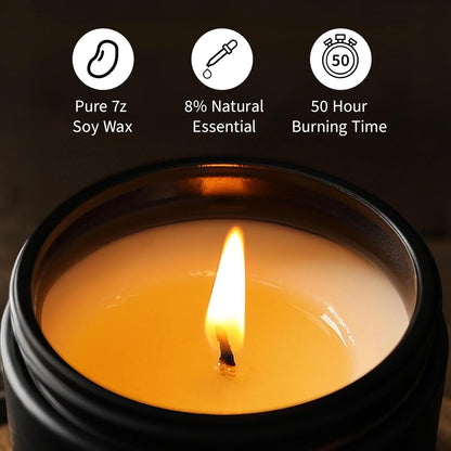 Men's Scented Candles - 4 Pack Soy Candles (28oz, 200h) Leather, Oak, Lavender & Eucalyptus