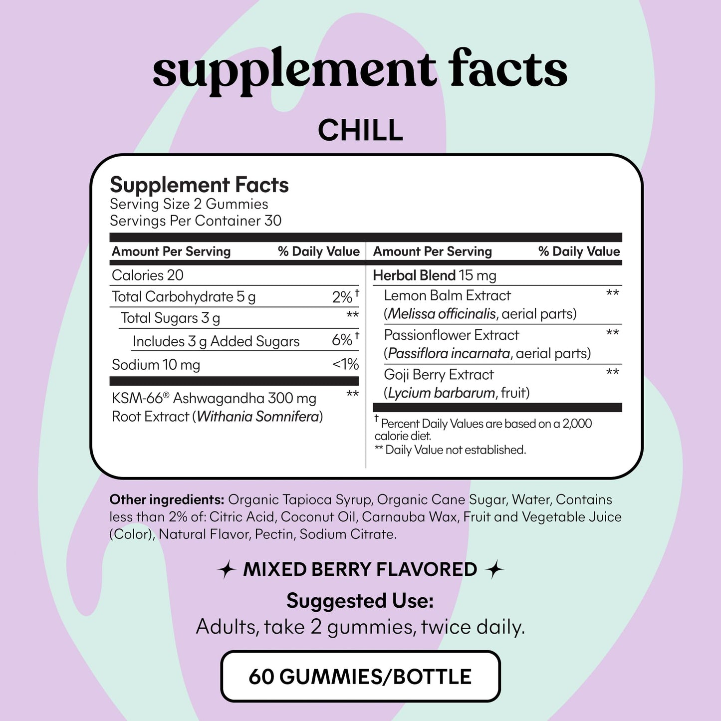 Lemme Chill Stress Relief Gummies - 300mg KSM-66 Ashwagandha, Gluten-Free, Non-GMO, Mixed Berry (60 Count)