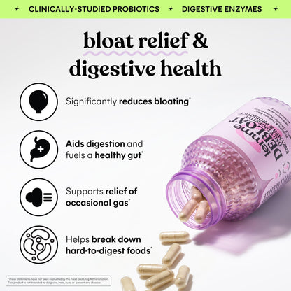 Lemme Debloat 3-in-1 Probiotic, Prebiotic & Digestive Enzymes - 60 Count