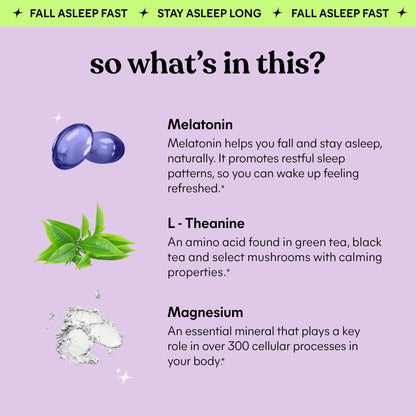 Lemme Sleep Gummies – 5mg Melatonin, Magnesium, L-Theanine, Chamomile & Lavender (60 Count) – Berry