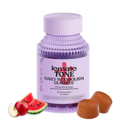 Lemme Tone Metabolism Gummies – Apple Cider Vinegar, Chromium Picolinate, B12, Ginger | Watermelon Apple Flavor (30-Day Supply)