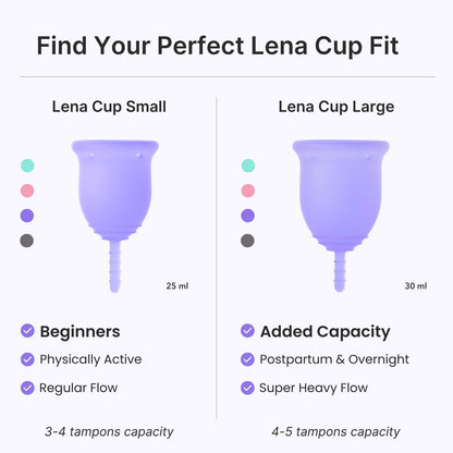 Lena Cup Original Small Gray – Reusable Silicone Menstrual Cup, 12-Hour Leak-Free Comfort | Beginner-Friendly