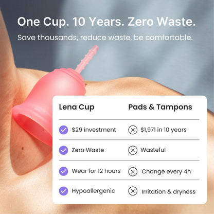 Lena Cup Original Small Turquoise – Reusable Silicone Menstrual Cup for Regular Flow, 12-Hour Leak-Free