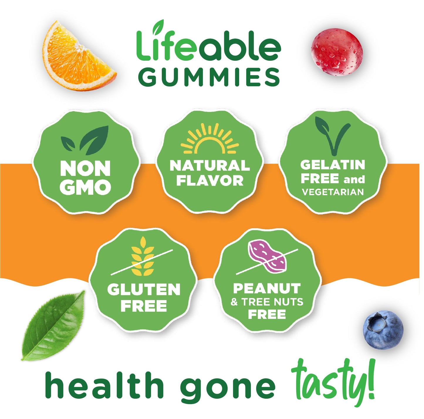 Lifeable Ashwagandha Gummies with Lemon Balm & Ginseng | Equivalent to 2100mg | Vegan Non GMO Ashwagandha Supplement | for Women and Men | 60 Gummies