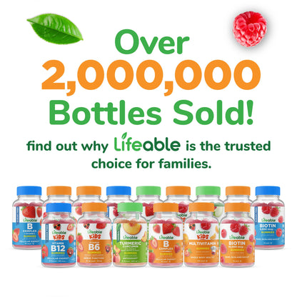 Lifeable Vitamin B Complex Gummies for Adults – Energy & Nervous System Support | Vegan (90 Gummies)