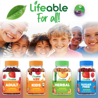 Lifeable Kids Vitamin D3 K2 Gummies - 1000 IU D3, 100 mcg K2 - 60 Gummies